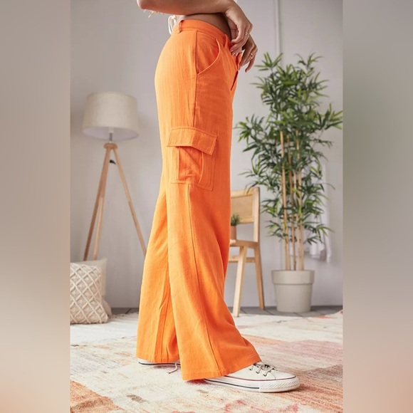 Urban Outfitters Archive Orange Low-rise Cargo Trousers - size small - Picture 11 of 13